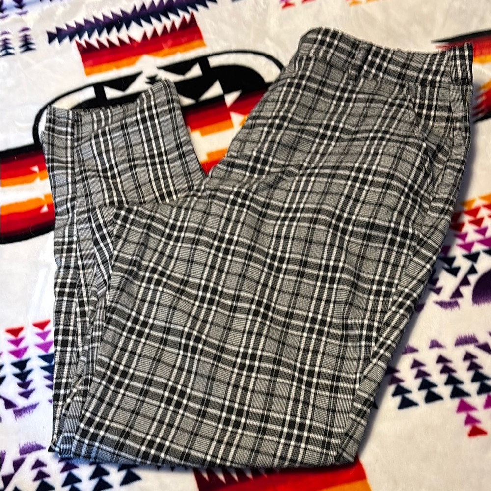 Unisex Black and White Plaid Pants